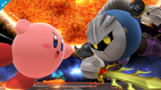 Kirby y Meta Knight en el escenario.
