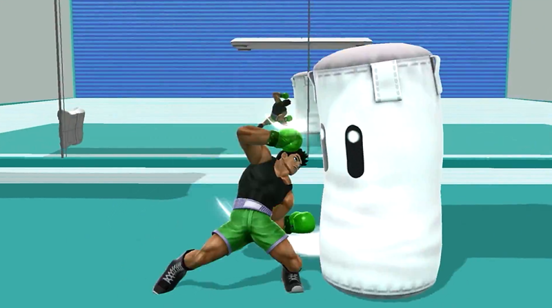 Archivo:Saco de arena siendo atacado por Little Mac SSB4 (Wii U).png