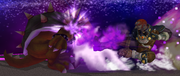 Ganondorf usando Patada del hechicero en Super Smash Bros. Melee.