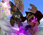 Ganondorf usando Patada del hechicero'en el aire en Super Smash Bros. Melee.
