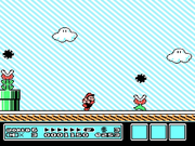 Una Piraña petraña/Plantarina sosteniendo Bolas con espinas/Bolas de pinchos en Super Mario Bros. 3.