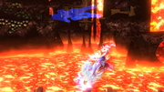 Samus Zero realizando la patada del Salto mortal en Super Smash Bros. for Wii U.