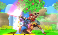 Roy usando la Danza doble del sable en Super Smash Bros. for Wii U