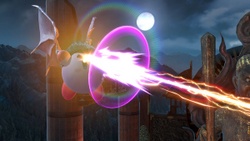 Kirby usando Devil Blaster en el aire.