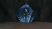 Link usando la barrera en The Legend of Zelda: Ocarina of Time.