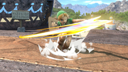 Link niño usando Ataque giratorio/Ataque circular en tierra en Super Smash Bros. Ultimate.