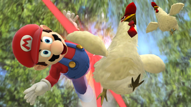 Archivo:Mario siendo atacado por unos Cucos SSB4 (Wii U).png