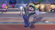 La imagen de Luigi al empezar su misil verde en Super Smash Bros. Brawl.