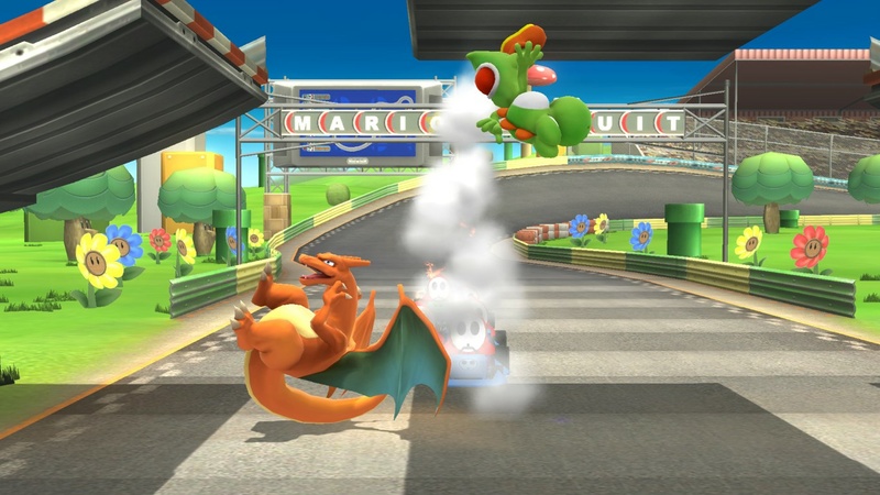 Archivo:Charizard y Yoshi en Circuito Mario (SSBB) SSB4 (Wii U).jpg
