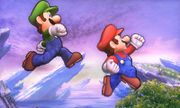 Luigi saltando con su nueva animación de salto.