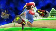Mario con una pistola de rayos, donde se puede notar el nuevo diseño de esta.
