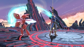 Scizor junto a Marth en el escenario Destino final.