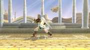 Pit usando el movimiento sin los Orbitales escudo al haber sido rotos en Super Smash Bros. for Wii U.