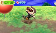 Un aldeano cayendo en una trampa en Animal Crossing New Leaf.