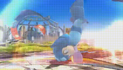 Mega Man realizando un ukemi en Super Smash Bros. for Wii U.