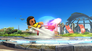 Peleador Mii/Karateka Mii usando Patadas destructoras en Super Smash Bros. for Wii U.