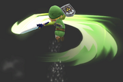 Vista previa de Ataque giratorio/Ataque circular de Toon Link en el Taller de personajes de Super Smash Bros. for Wii U.