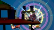 Tom Nook, Tendo y Nendo participando en el Smash Final del Aldeano en Super Smash Bros. Ultimate.