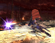 Marth atacando con el Rompeescudos en Super Smash Bros. Brawl.