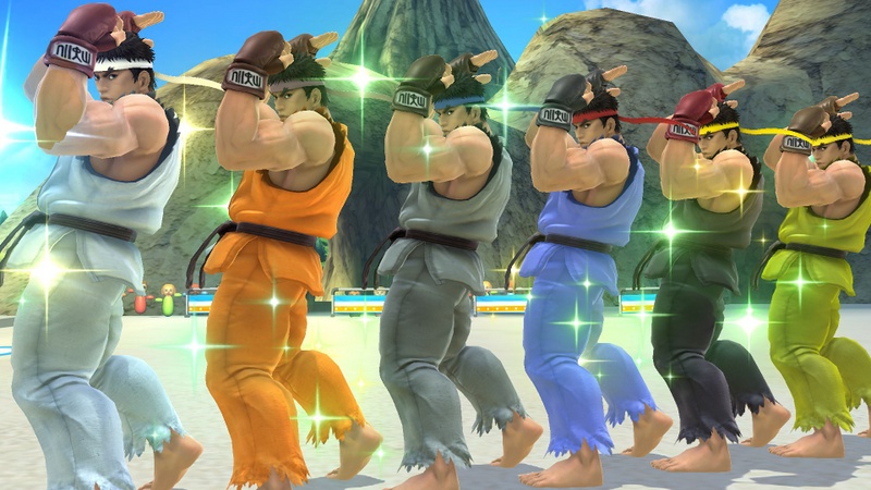 Archivo:Ryu paletas de colores en escenario SSB4 (Wii U).jpg