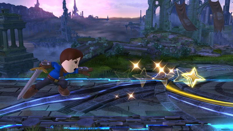 Archivo:Espadachín Mii usando Estrella ninja SSB4 (Wii U).jpg