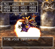 Jayah usando Ataque ígneo en Dragon Quest VII: Fragmentos de un mundo olvidado.