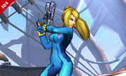 Samus Zero con su pistola de emergencia.