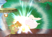 Explosión de la Bomba Peach en Super Smash Bros. Melee.