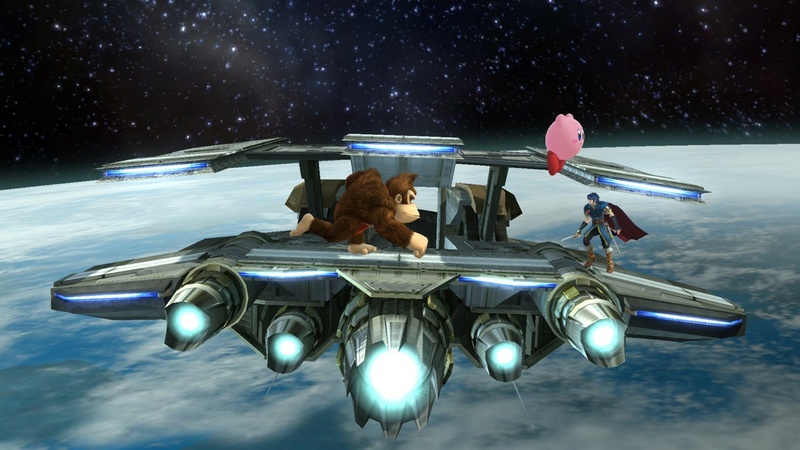 Archivo:Kirby, Marth y Donkey Kong en Sistema Lylat SSB4 (Wii U).jpg