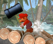 Mario usando el Martillo en Super Smash Bros. Melee.