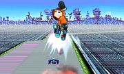 Tirador Mii usando el Gancho cohete en Super Smash Bros. for Nintendo 3DS.