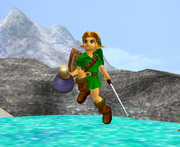 Young Link sosteniendo una Bomba en Super Smash Bros. Melee.