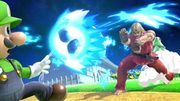 Ken usando Hadoken contra Luigi en Super Smash Bros. Ultimate.