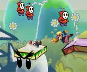 Fly Guys volando en la Isla de Yoshi en Super Smash Bros. Brawl.