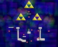 Las Trifuerzas como estructuras en el escenario de Target Test de Zelda / Sheik.