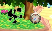 Mr. Game & Watch junto a un Cronómetro en Super Smash Bros. para Nintendo 3DS.