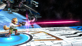 Disparo del Blaster en Super Smash Bros. for Wii U.
