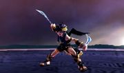 Pit Sombrío usando el Arco de plata como espada en Kid Icarus: Uprising.
