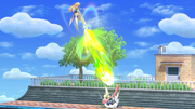 Mythra disparando el Rayo de la Penitencia en Super Smash Bros. Ultimate.