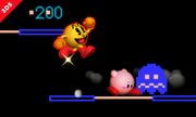 Kirby junto a Pac-Man en el Laberinto.