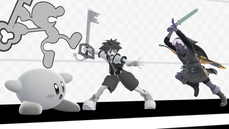 Archivo:Sora, Mr. Game & Watch, Kirby y Link en PictoChat 2 SSBU.jpg