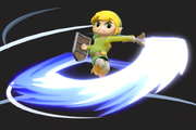 Vista previa del Ataque circular de Toon Link en la sección de Técnicas de Super Smash Bros. Ultimate.