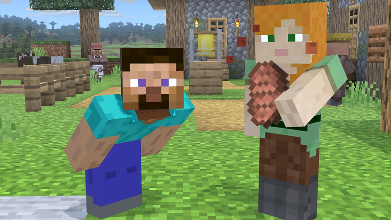 Archivo:Steve y Alex en el escenario de Minecraft SSBU.png