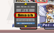 Seleccionando los nombres en Super Smash Bros. Brawl.