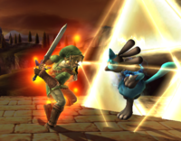 El Golpe Trifuerza de Link en Super Smash Bros. Brawl.