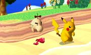 Pikachu junto a un Mr. Saturn en Super Smash Bros. for Nintendo 3DS.