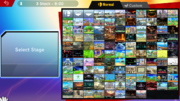 La pantalla de selección de escenarios en Super Smash Bros. Ultimate.