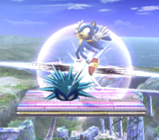 Sonic siendo herido por los pinchos del Unira.
