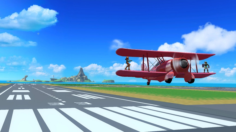 Archivo:Samus y Link en Isla de Pilotwings SSB4 (Wii U).jpg