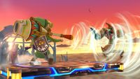 Toon Link usando el Ánfora de aire en Super Smash Bros. for Wii U